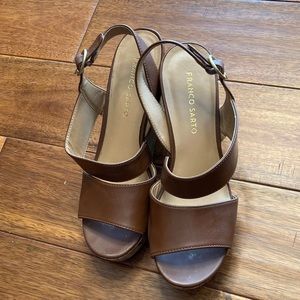 Franco Sarto Brown Cork Wedge Sandals